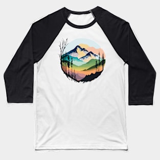 t-shirt design, watercolor painting of trees and mountains Baseball T-Shirt